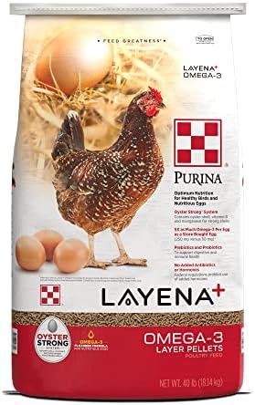 Purina Layena+ | Nutritionally Complete Layer Hen Feed | Omega 3 Formula - 40 Pound (40 lb) Bag