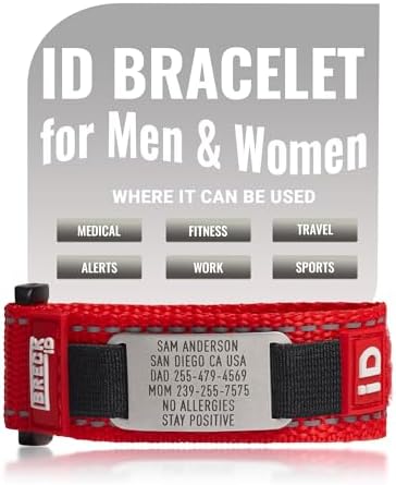 Personalized Medical ID Bracelet for Men & Women – Custom Engraving for Emergency Identification – Nylon Wristband with Medical Information – Ideal for Sport, Travel & Outdoor Activities