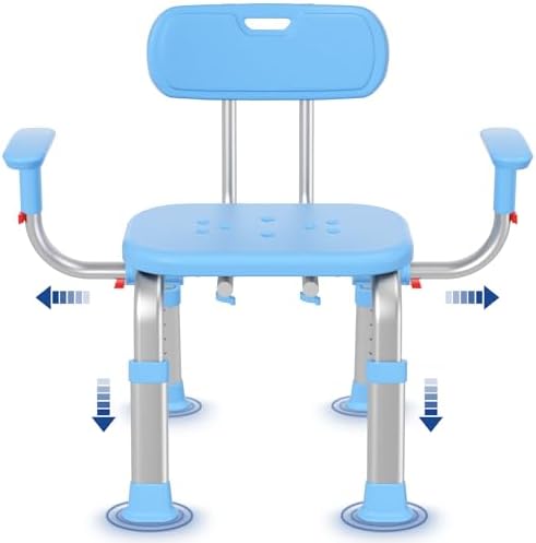 KingPavonini Shower Chair for Inside Shower with Arms and Back, Height & Width Adjustable Heavy Duty Shower Seat for Inside Tub(550 lb), Shower Chair for Elderly and Disabled