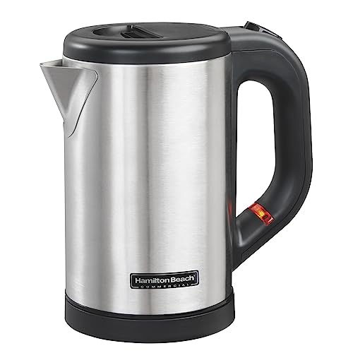 Hamilton Beach Commercial Hospitality Kettle, 0.5 Liter, Stainless Steel, Electric, Auto Shutoff, Cord-Free Serving, HKE050