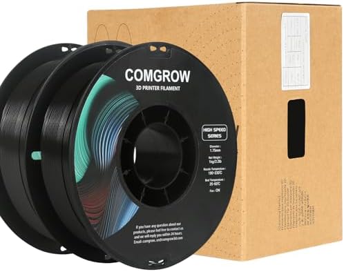 Comgrow Rapid PLA Filament 1.75mm, 30-600mm/s High Speed Printing, 3D Printer Filament High Speed PLA for Fast Printing 2KG Spool (4.4 LBS), Dimensional Accuracy +/- 0.02mm Black