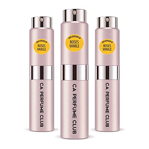CA Perfume Impression of Roses Vanile For Women Replica Version Fragrance Dupes Concentrated Long Lasting Eau de Parfum Spray Refillable Atomizer Bottle 0.27 Fl Oz-X3