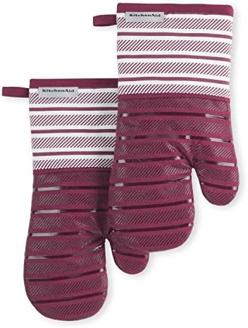 KitchenAid Albany Oven Mitt 2-Pack Set, Beet, 7"x13"