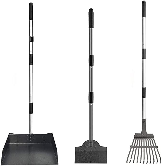 SUNLAX Pet Pooper Scooper, Height Adjustable Dog Poop Scoop Removal Picker with Long Handle Extra Large Tray - Easy to Wash (Large Scoop & Tray & Shovel)