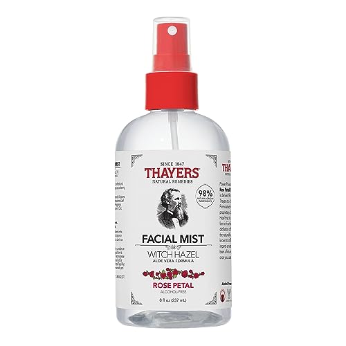 Thayers Alcohol-Free Witch Hazel Facial Mist Toner with Aloe Vera, Rose Petal, Soothing and Hydrating, For All Skin Types, 8 oz