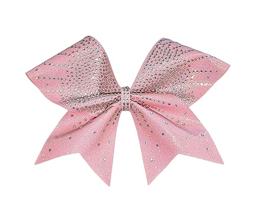 Rhinestone Glitter Cheer Bow (Rainbow Pink)