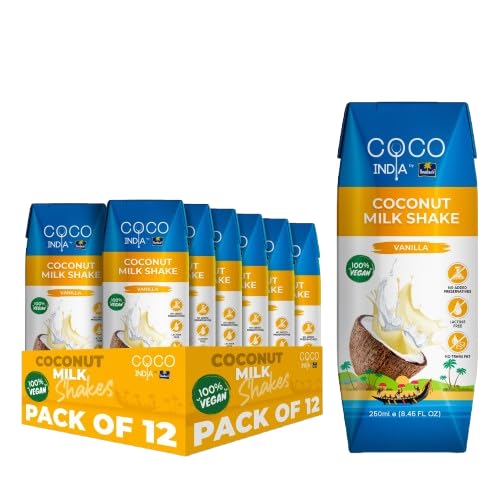 Vanilla Milk | Flavoured Coconut Milk | 100% Vegan | Plant Based |Gluten Free | Non-GMO | Lactose Free | 8.45 Fl Oz| COCOINDIA by Parachute | Pack of 12