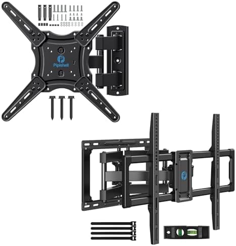 Pipishell Full Motion Wall Mount for 26-60 inch Flat or Curved TVs up to 77 lbs & Full Motion TV Wall Mount for 40–82 inch Flat or Curved TVs up to 110 lbs
