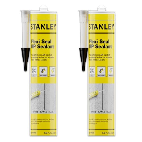 Stanley Flexi Sealant - Highly Elastic Hybrid Polymer Joint Sealant for RV Roofing, Window and Door, Façade & Glazing Applications in Construction and Building, 9.8 oz. 2 Pack