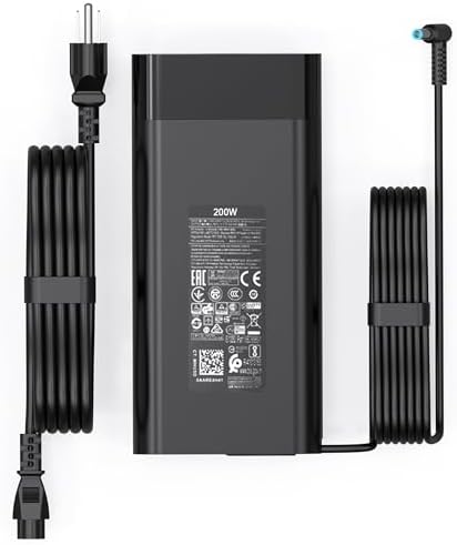 200W 10.3A Laptop Charger for HP OMEN Pavilion Gaming 15 16 17 Victus 15 16 16-e1163nr Zbook 15 17 Envy 15 15u 2020 TPN-DA10 TPN-LA21 L00818-850 L00895-003 ADP-200HB B AC Adapter Power Cord