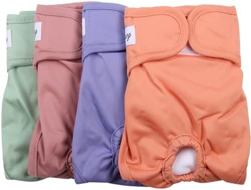 Female Dog Diapers for Large Dogs,4 Pack Reusable Washable Premium Doggie Diapers for Heat,Incontinence,Period Doggy Nappies,XXL