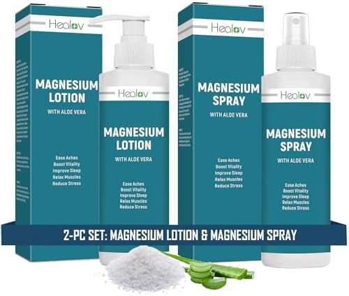 Magnesium Oil Spray + Magnesium Lotion Set – Pure Soothing Relief & Relaxation for Better Sleep, Muscle Health, Leg & Joint Care – Natural Magnesium Body Spray & Magnesium Cream for Feet, Non-Greasy