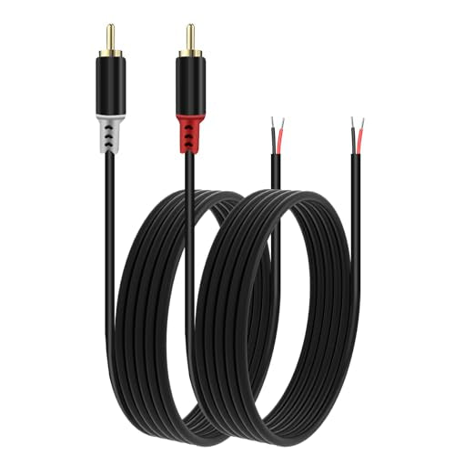 RCA to Speaker Wire Adapter, 2 Bare Wire Speaker Cables to RCA Plug Adapter Repair Speaker Wire for Speaker Amplifier Audio Video AV Receiver TV Subwoofer - 20AWG, 9.8FT