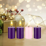 Mega Candles 4 pcs Unscented Christmas Advent Round Pillar Candle, Hand Poured Premium Wax Candles 2 Inch x 3 Inch, Holidays, Church, Decorations, Devotional, Celebration, Party & More