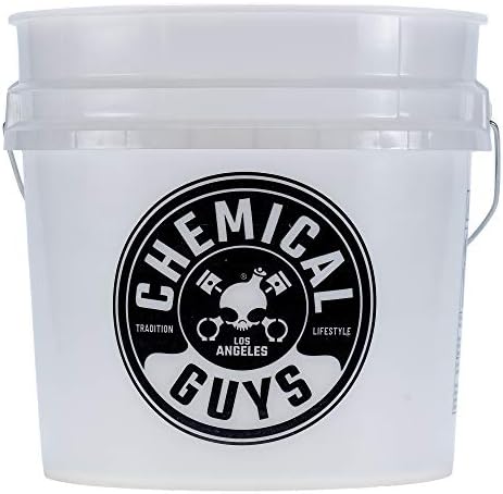 Chemical Guys ACC_103 Heavy Duty Detailing Car Wash Bucket with Chemical Guys Logo, 4.5 Gal , Semi Transparent White