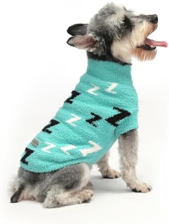 Dog Sweaters Dog Pullover Sweater Dog Clothes Cold Weather Cable Knitwear Thick Warm Outfits for Medium Dogs Large Dogs（Turquoise-XL
