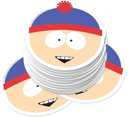 South Park Stan Face 50ct Vinyl Large Deluxe Sticker Pack Stacked – Stickers for Laptops, Water Bottles, Scrapbooking, Skateboards, Indoor/Outdoor – Officially Licensed