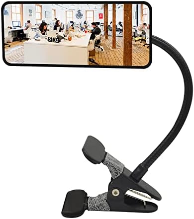 Ampper Glass Clip On Security Mirror, Flexible Convex Cubicle Mirror for Personal Safety and Security Desk Rear View Monitors or Anywhere (6.69" x 2.95", Rectangle)