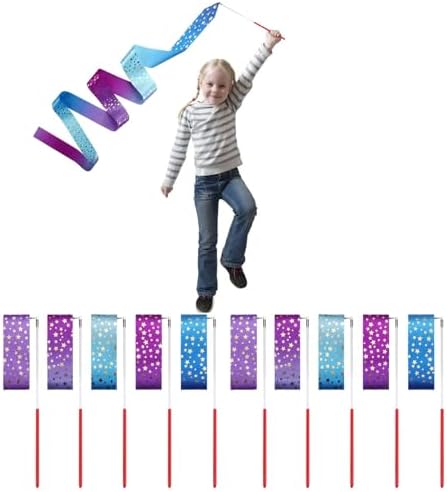 Ribbon Wands Party Favors for Kids, 20 Pack Girl Birthday Party Favors Dance Ribbons, Rhythmic Gymnastics Ribbon, Outdoor Party Games Supplies, Dance Streamers, Stars Ribbon Dancer for Party Favors