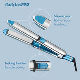 BabylissPRO Nano Titanium Prima Ionic Hair Straightener, Curl and Straighten Hair With One Professional Tool, Blue