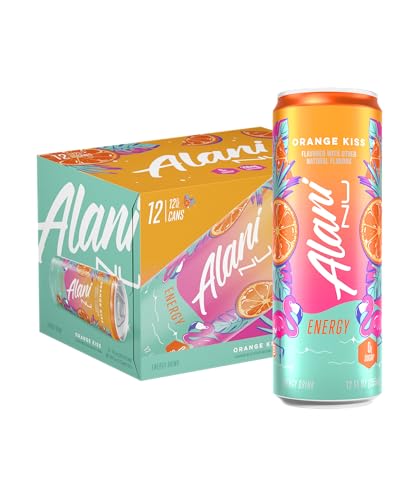 Alani Nu ORANGE KISSSugar Free Low Calorie Energy Drinks | 200mg Caffeine | Biotin B Vitamins | Zero Sugar | 15 Calories | 12 Fl Oz Cans | 12 Pack