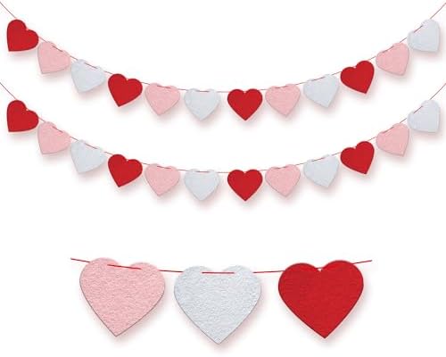 KatchOn, Red Felt Heart Garland - 8.2 Feet No DIY | Heart Decorations, Anniversary Day Decorations | Love Garland, Engagement Party Decorations | Love Decorations, Romantic Decorations Special Night