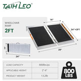 TaiH Leo 2FT Wheelchair Ramp, 24" L x 29" W Wheelchair Ramps, 800 LBS Capacity Wheel Chair Ramp, Portable Wheelchair Ramp, for Home, Steps, Stairs, Doorways