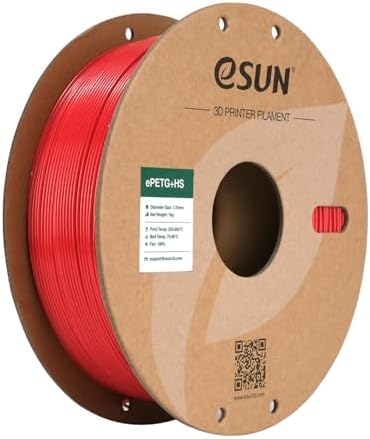 eSUN High Speed Upgraded PETG Filament 1.75mm, High Toughness 3D Printer Filament Speedy PETG for Fast Printing, 1KG Spool (2.2 LBS) 3D Printing Filament for 3D Printers, Solid Red