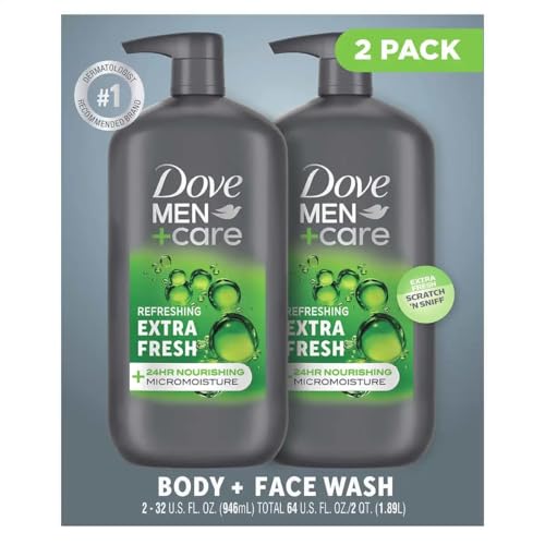 Dove Men+Care Body and Face Wash Extra Fresh, 32 Fluid Ounce (Pack of 2)