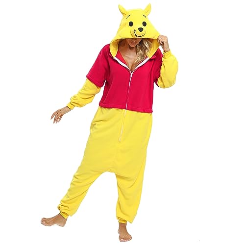 NAITOKE Adults Animal Onesie Halloween Costumes Cosplay Pajamas Red Yellow