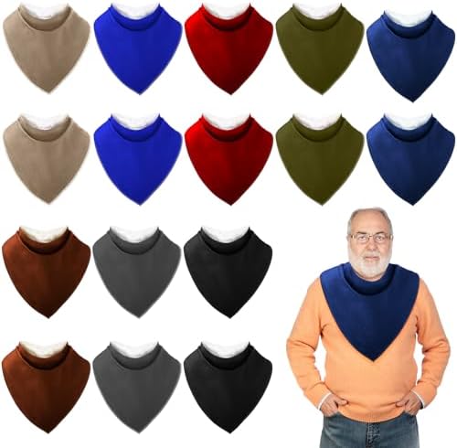 16 Pcs Adult Drool Bib for Men Women Special Needs, Soft Absorbent Large Elderly Snap Bandana Bibs Set for Clothing Protector (Multicolor)