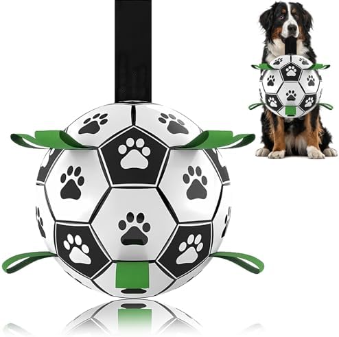 Dog Ropes Soccer Balls Toy, Interactive Dog Toys for Tug of War, Puppy Birthday Gifts, Dog Tug Toy, Dog Water Toy, Durable Dog Balls World Cup for Large Dogs （9 INCH）
