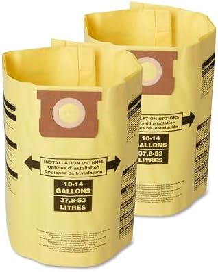 CRAFTSMAN CMXZVBE3877 Fine Dust Wet Dry Vac Dust Collection Bags for Most 10 to 14 Gallon Shop Vacuums, Collects Dry Fine Debris, Reduces Cleanup Time, 2-Pack