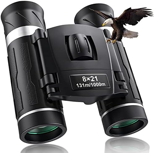 8X21 Compact High Powered Binoculars for Adults and Kids, Mini Pocket Binoculars, Waterproof Small Binoculars for Bird Watching, Hunting, Concert, Theater, Opera, Traveling, Sightseeing (8X21-Black05)