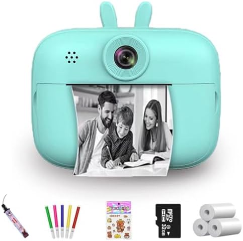 Instant Print Camera for Kids, 2.4in Screen 1080P HD Digital Camera Toys for Toddlers, Christmas Birthday Gifts for Girls Boys, Portable Selfie Video Cameras with 32GB TF Card(Blue)