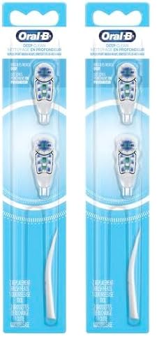 Oral-B Deep Clean Battery Powered Toothbrush Replacement Brush Heads Refill, Soft, 2 Count (Pack of 2)