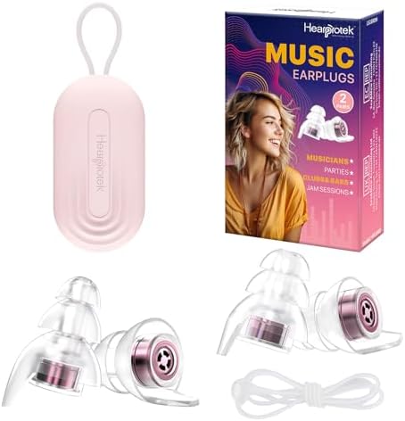 Hearprotek Concert Ear Plugs, 2Pairs Reusable high Fidelity Musician Ear Plugs for Concerts Loud Music-Noise Reduction Ear Protection earplugs for Rave,Festival,Music,Tinnitus Relief