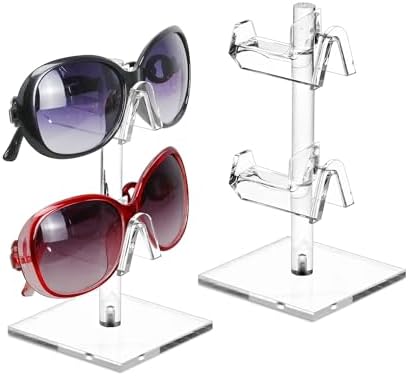 MOOCA 2 Piece Set Premium Acrylic Eyewear Display Stand, Sunglasses Rack, Glasses Organizer, Sunglasses Holder, Optical Frame Stand, Ski Goggles Display, 2 Frames for Each Holder
