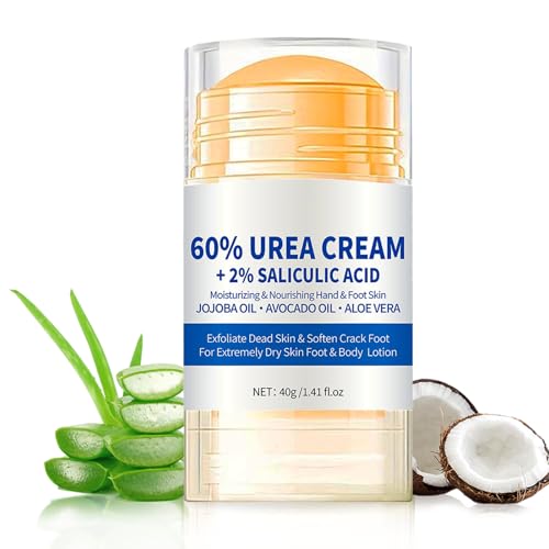 Urea Cream 60% plus 2% Salicylic Acid, Maximum Strength Foot Cream for Dry Cracked Heels and Feet, Callus Remover, Urea Cream for Feet, Hands, Knees, Hydrates & Exfoliates, 40g/1.41 fl.0z, 1-Pack
