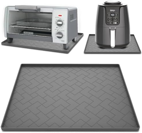Silicone Heat Resistant Mat For Air Fryer,18''x15''x0.5''-Perfect for Ninja,COSORI,Chefman and Most Air Fryers Bottom Silicone air fryer mat-Protects Countertops From Damage and Scratches(1,Grey)