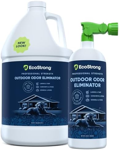 Eco Strong Outdoor Odor Eliminator Outside Dog Urine Enzyme Cleaner Powerful Pet, Cat, Animal Scent Deodorizer | Professional Strength for Yard, Turf, Kennels, Patios, Decks (160 oz Bundle w Sprayer)