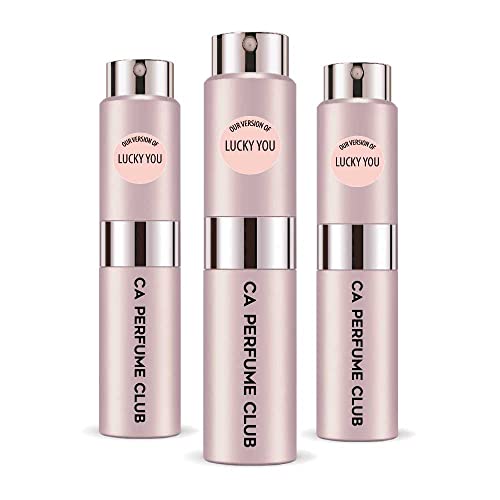 CA Perfume Impression of Emra Lucky You For Women Fragrance Concentrated Long Lasting Eau de Parfum Spray Refillable Glass Atomizer Bottle 0.27 Fl Oz-X3