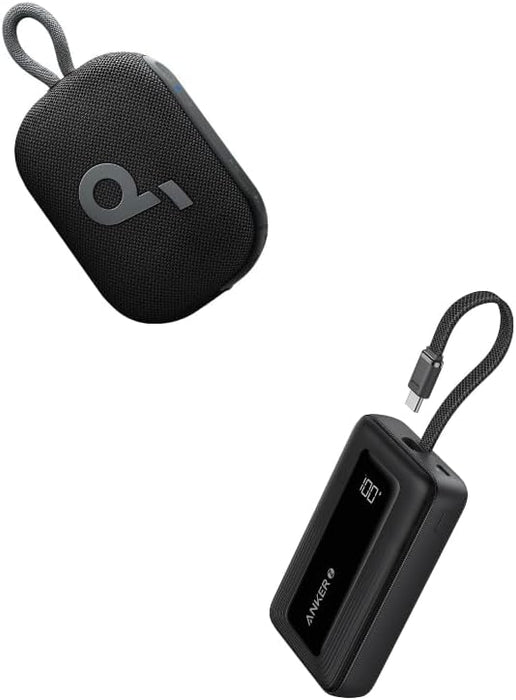 Soundcore Select 4 Go & Anker Zolo Power Bank, 10,000mAh 30W Portable Charger with Built-in USB-C Cable for Travel, Fast Charging Battery Pack for iPhone 16/15 Series, MacBook, Galaxy, iPad, and More