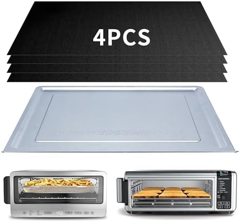 Crumb Tray Replacement for Ninja Foodi SP101 SP151 Air Fryer Oven with 4 Pcs Teflon Mats, Air Fryer Accessories for Ninja airfryer Toaster Oven