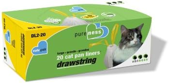 Van Ness Pets Drawstring Cat Litter Box Liners, Unscented, Large Size, 36” x 18”, 20 Count