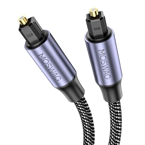 MOSWAG Toslink Audio Cable, 3ft Optical Male to Male Cable, Digital Optical Cable Extension, Optical Cable Extension Braid Cables 24k Gold-Plated for Soundbar, TV, Home Theater, Xbox, DVD Player