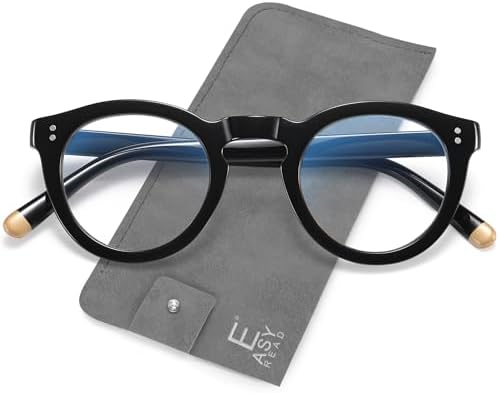 EASY READ Blue Light Blocking Glasses for Women,Retro Round Anti Eyestrain Computer Eyeglasses for Women with Spring Hinge