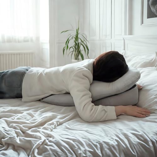 Face Down Pillow After Eye Surgery - BBL Pillow After Surgery for Sleeping - Prone Face Down Massage Pillow Headrest for Bed - Retinal Vitrectomy Recovery Equipment, Grey