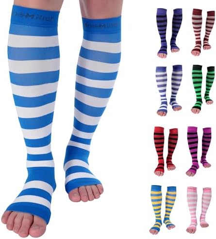 Doc Miller Compression Socks for Pregnant Women – Wide Calf, Open Toe Knee Sleeve 15-20 mmHG,Toeless Pregnancy Stockings for Varicose Veins, Footless Shin Splint Relief, 1 Pair