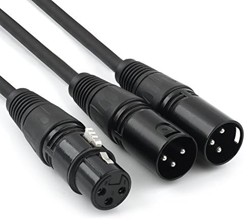 Disino XLR Splitter Cable, 3 Pin XLR Female to Dual XLR Male Patch Y Cable Balanced Microphone Splitter Cord Audio Adaptor- 10 Feet
